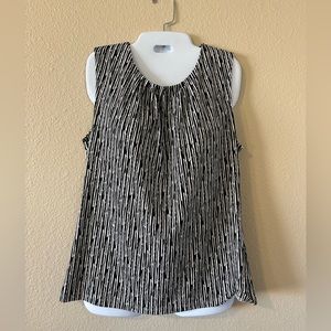 WHBM Black and White striped work tank Large